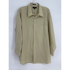 Bergamo New York Mens Tan Easy Care Button Down Shirt Sz 18.5 32/33 Long Sleeve